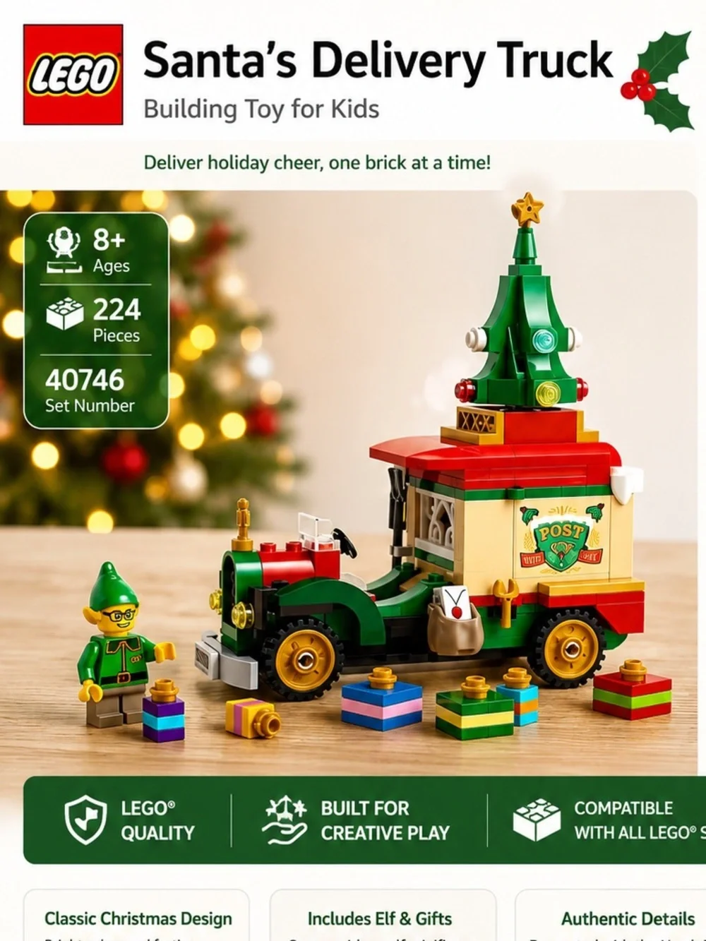 LEGO Santa's Delivery Truck Holiday Building Set - Red & Green